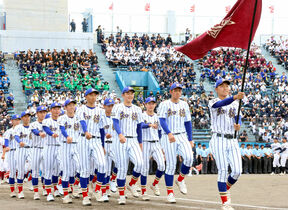 【高校野球】知徳の右腕・小船翼が１５８キロ宣言「いい姿を見せようと気持ちが上がります」…全国高校野球選手権静岡大会の開会式の画像